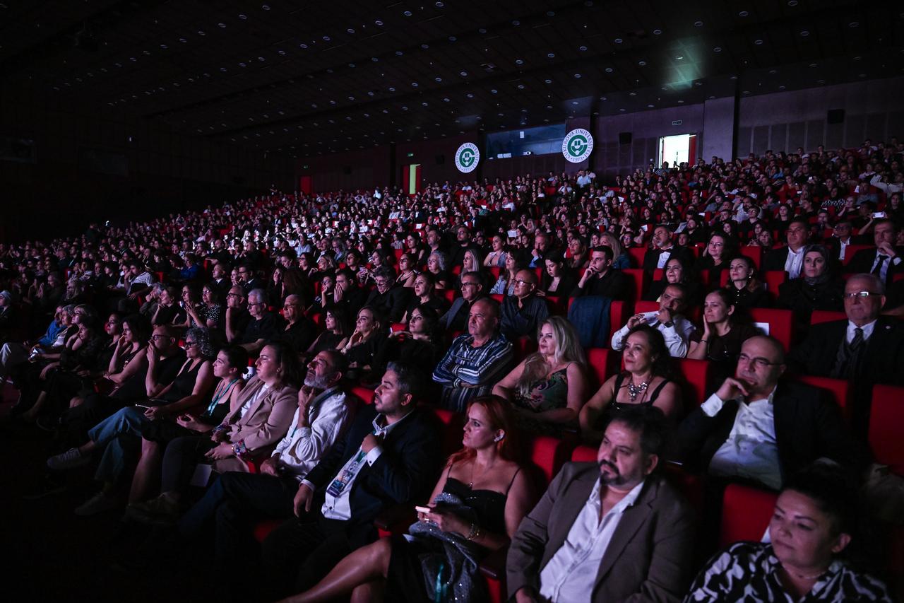Guests attend the awards ceremony of the 33rd International Adana Golden Boll Film Festival at Cukurova University Congress Center in Adana, Türkiye, Oct. 3, 2026. (AA Photo)