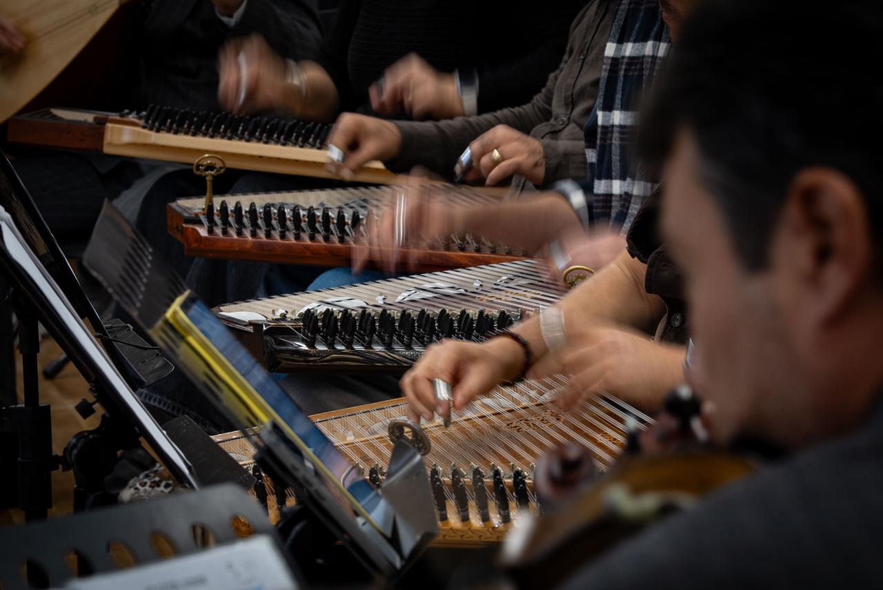 Musicians play qanuns during a rehearsal of Ankara Music and Fine Arts University's new orchestra combining Turkish and Western instruments, Ankara, Türkiye, Oct. 4, 2026. (AA Photo)