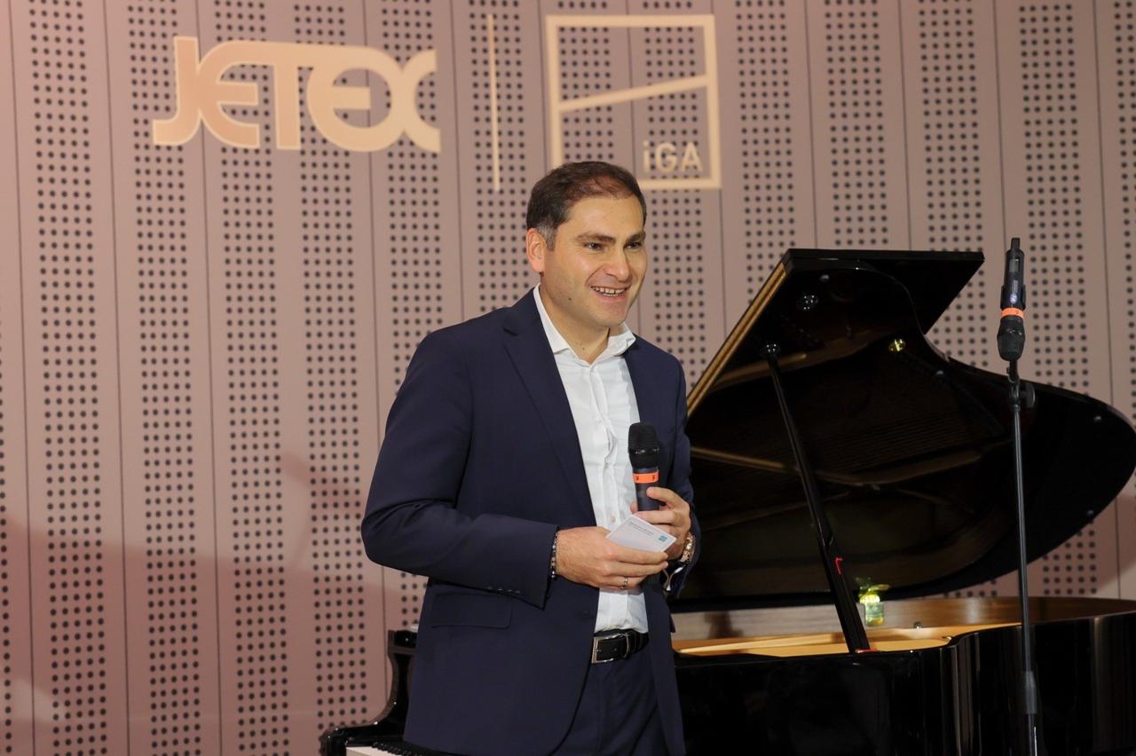 IGA CEO Selahattin Bilgen speaks during the "Mozart's Violin in Istanbul" event at the JETEX-IGA Terminal in Istanbul, Türkiye, Oct. 3, 2026. (IHA Photo)