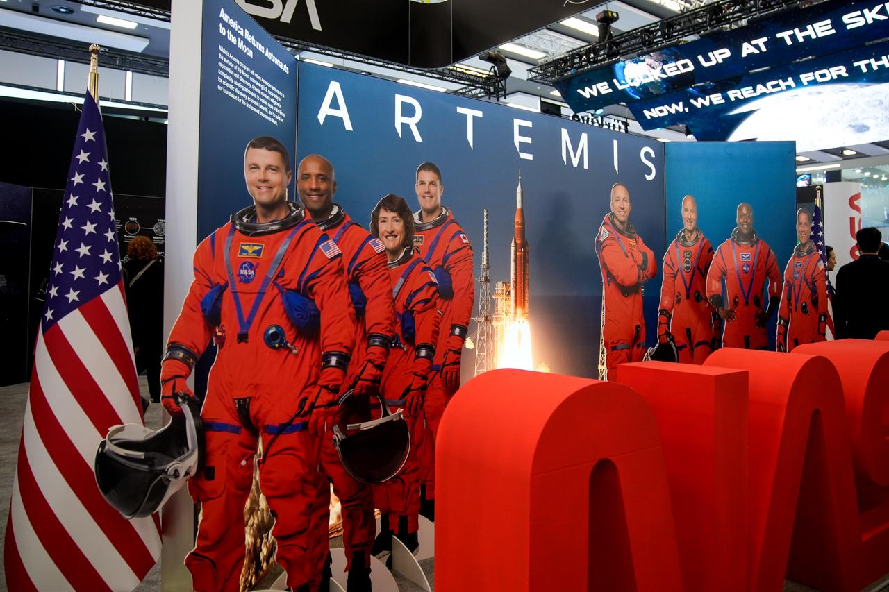 NASA stand is seen during the International Astronautical Congress (IAC) held at the NEST Convention Center in Antalya, Türkiye on October 5, 2026. (AA Photo)