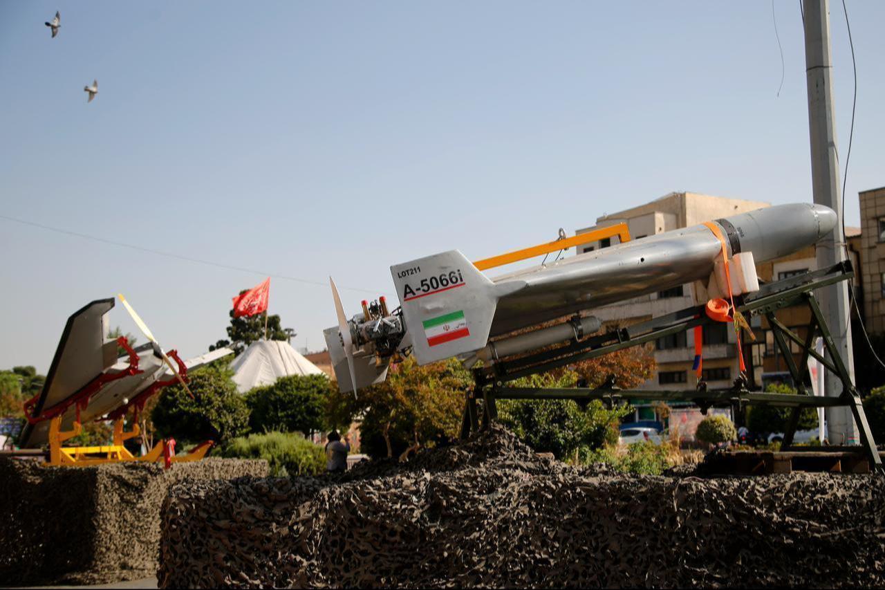 Ballistic missiles, air defense systems and unmanned aerial vehicles are displayed at Baharestan Square as part of Iran's "Sacred Defense Week" amid ongoing tensions in Tehran, Iran, Sept. 29, 2026. (AA Photo)