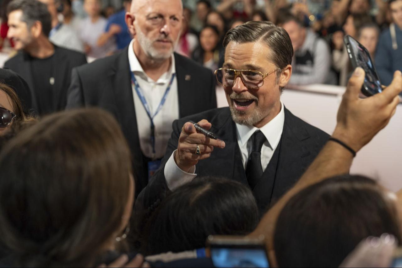 Brad Pitt greets fans during the 74th San Sebastián International Film Festival in San Sebastián, Spain, Sept. 24, 2026. (AA Photo)