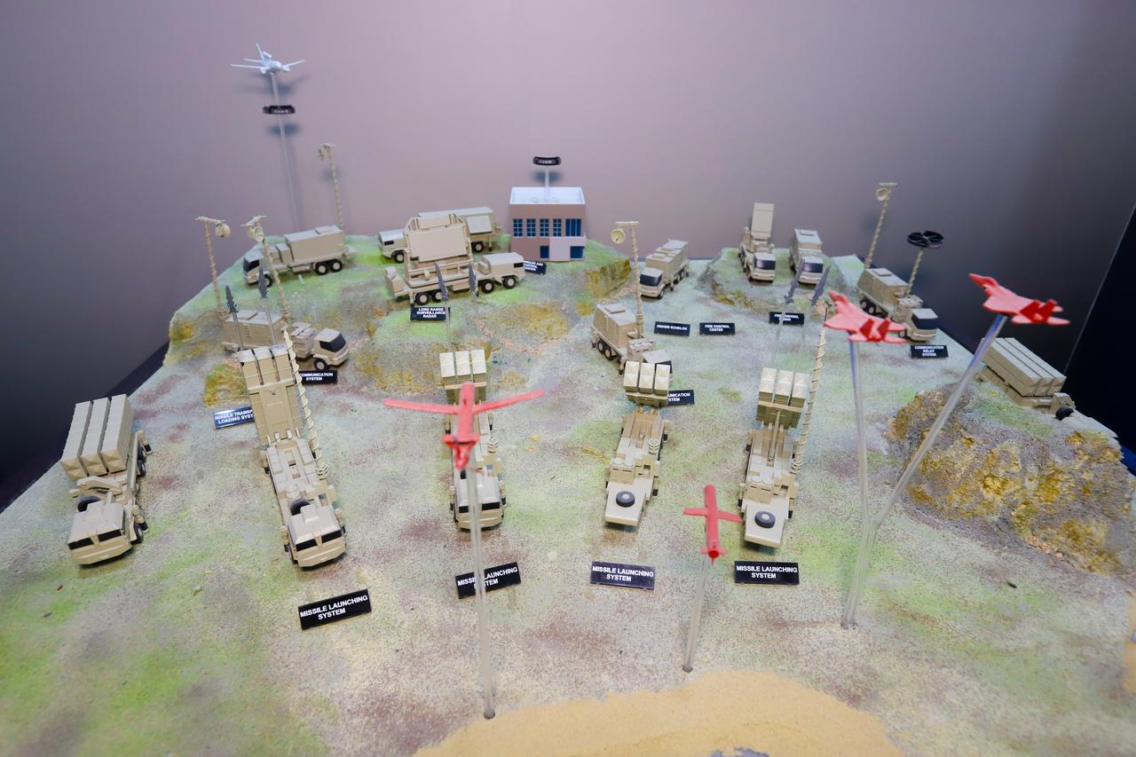 A view of models belonging to Aselsan's Steel Dome air defense system on a stand during the 4th EDEX 2025 Egypt Defense Expo in Cairo, Egypt, Dec. 2, 2025. (AA Photo)