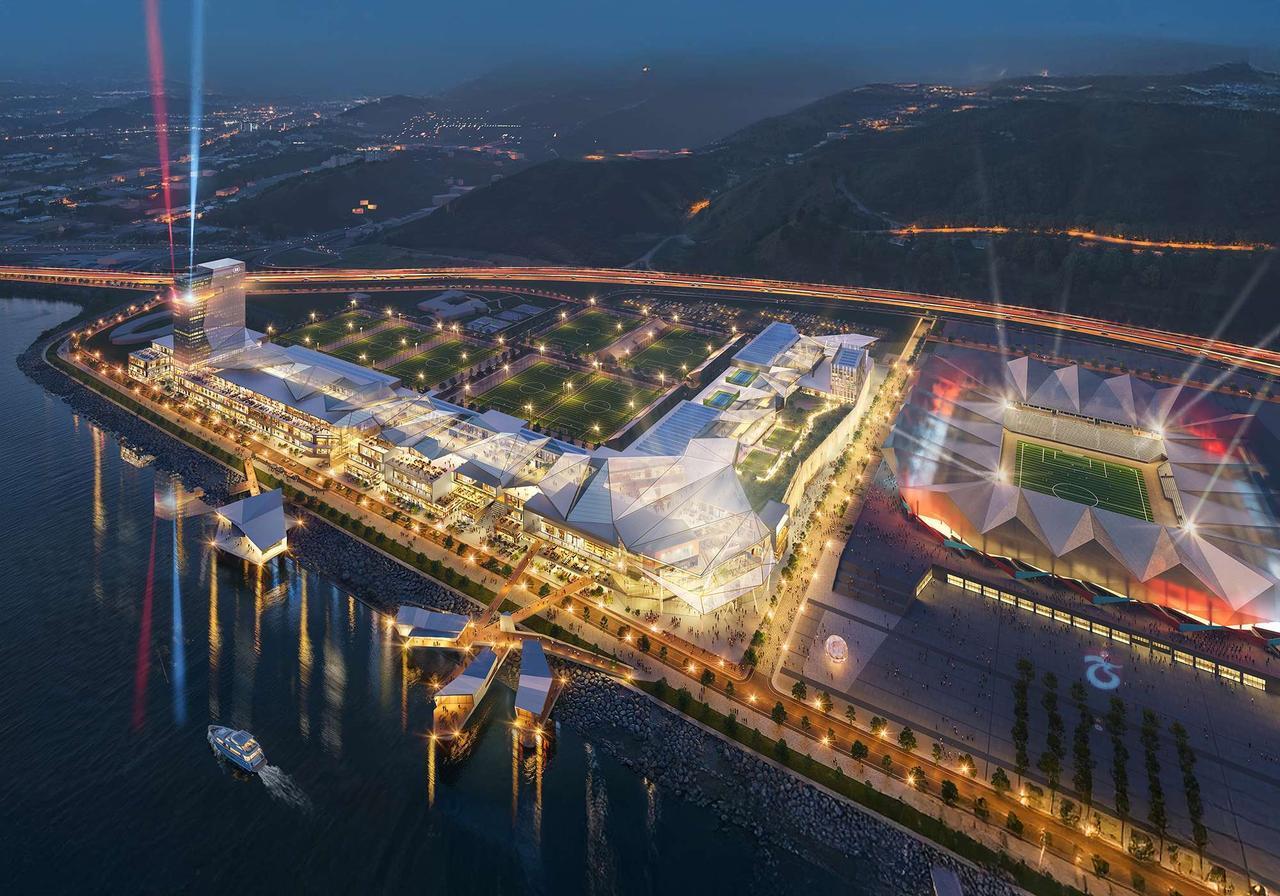 An artist's rendering shows the planned Akyazi mixed-use development near Trabzonspor's Senol Gunes Sports Complex in Trabzon, Türkiye. (Photo via trabzonspor.org.tr)