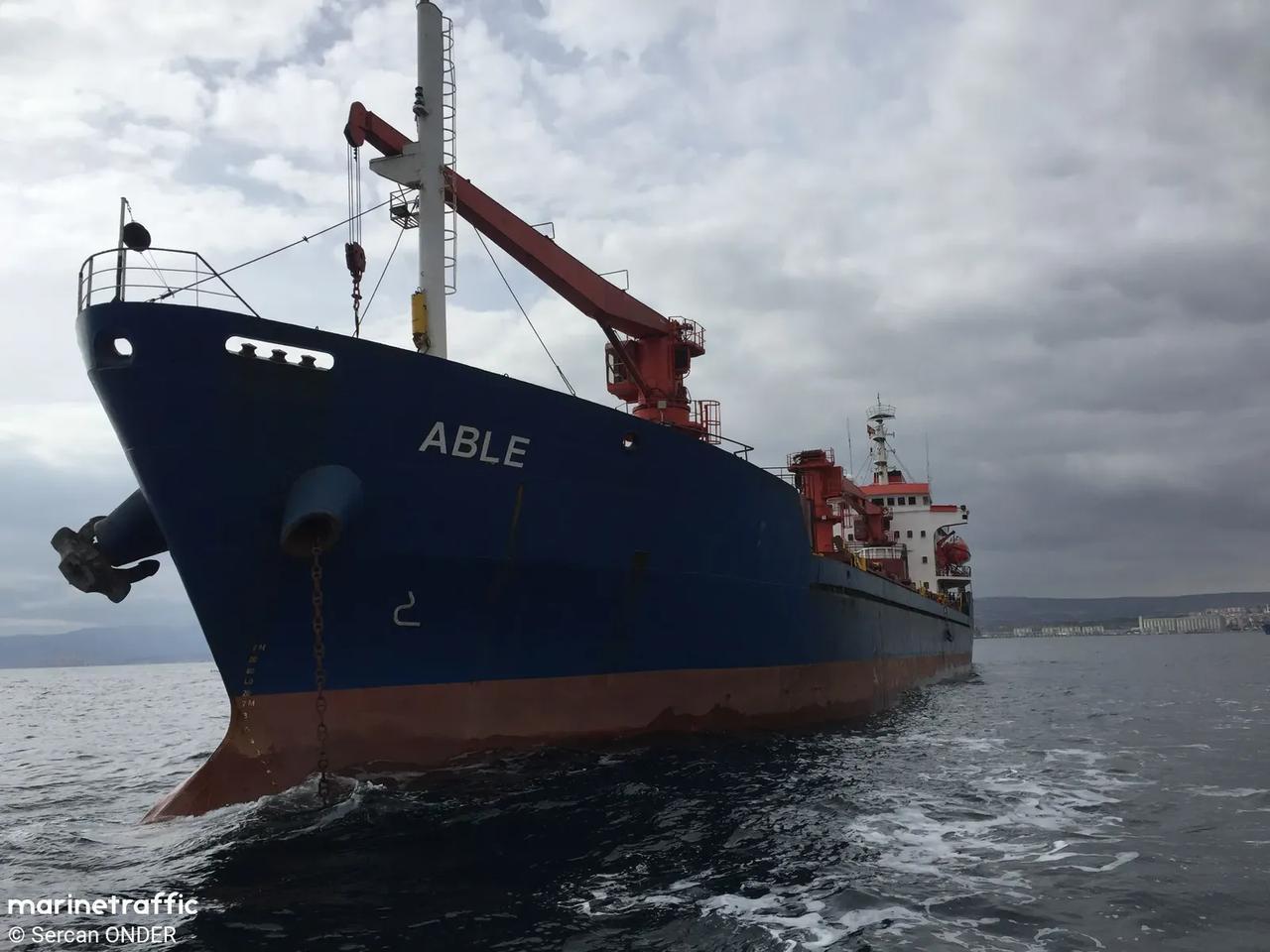 The photo shows the Palau-flagged Able cargo ship in Tekirdag Port in Tekirdag, Türkiye, on Oct. 26, 2016. (Photo via marinetraffic.com)