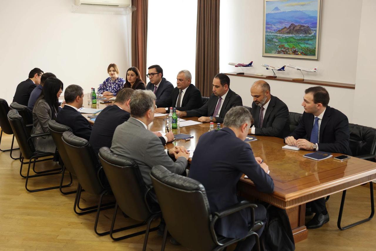 Armenian and Turkish officials hold talks on restoring cross-border transport and energy links between the two countries in Yerevan, Armenia, Oct. 5, 2026. (Photo via X/@OfMtai)