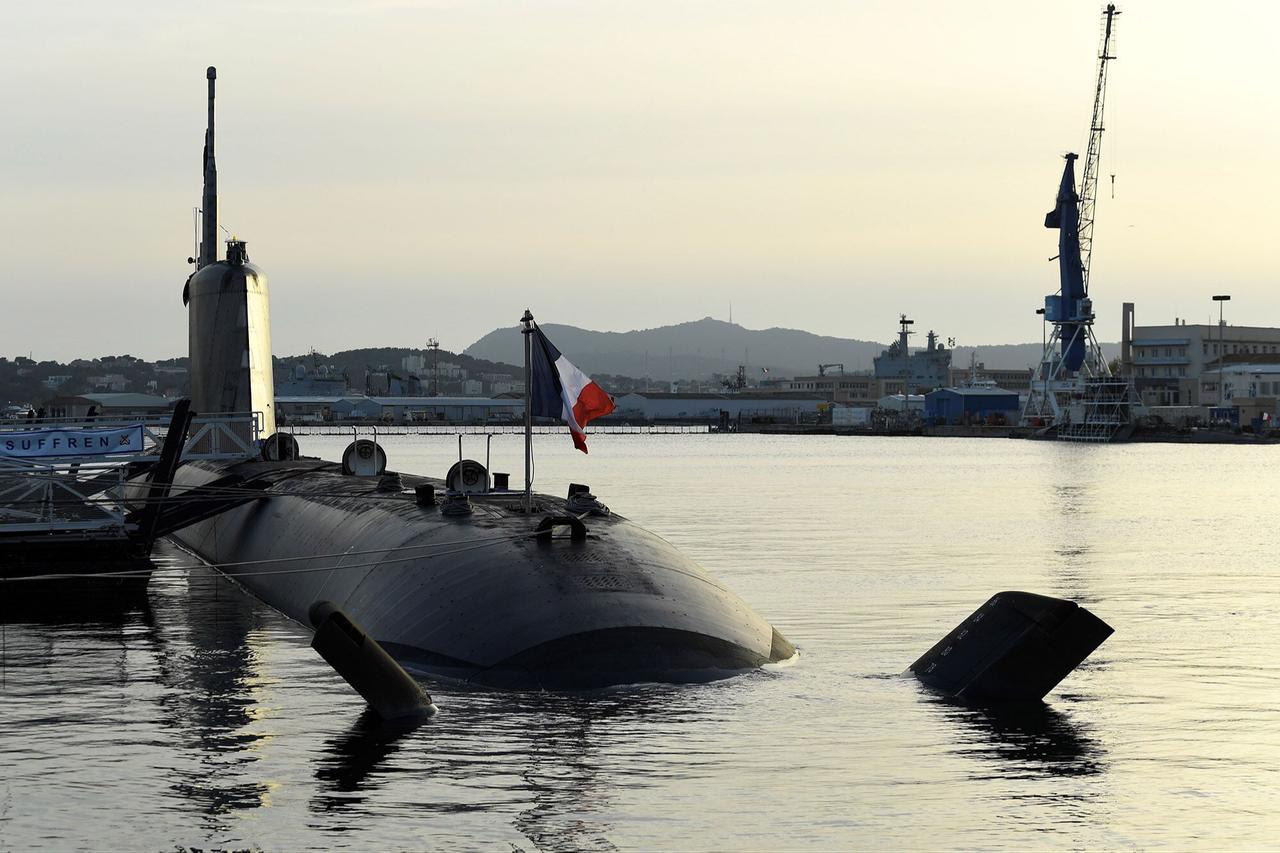 French navy Barracuda class nuclear attack submarine Suffren, docked in Toulon's harbour, date and time undisclosed. (AFP Photo)
