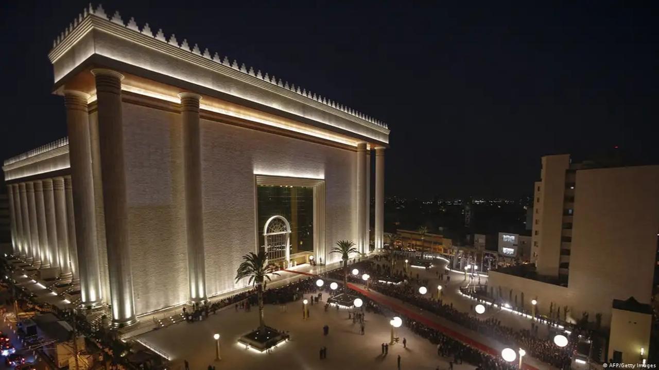 The image shows the replica Temple of Solomon in Sao Paulo, Brazil, which serves as the global headquarters for the Universal Church of the Kingdom of God. (AFP Photo)
