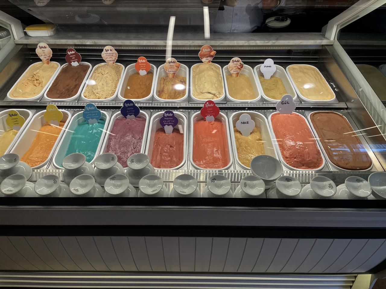 The display case showcases various flavors of Trabzon ice cream. (AA Photo)