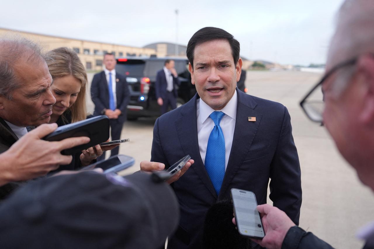 US Secretary of State Marco Rubio speaks to the press before boarding a plane en route to Iceland at Joint Base Andrews, Maryland, on October 5, 2026. (AFP Photo)