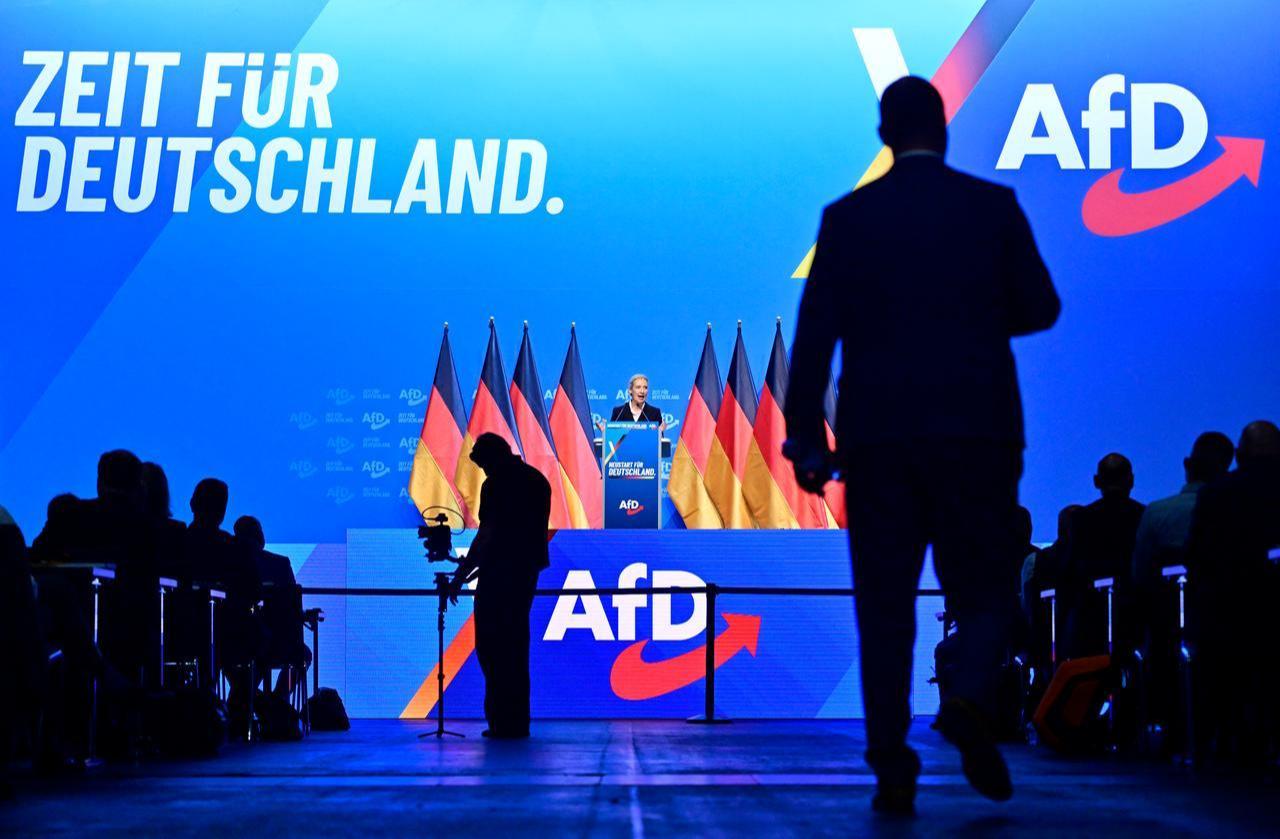 Co-leader of the far-right Alternative for Germany (AfD) party Alice Weidel addresses delegates at the party congress of far-right Alternative for Germany (AfD) at the Messe Erfurt fairground in Erfurt, eastern Germany on July 4, 2026. (AFP Photo)