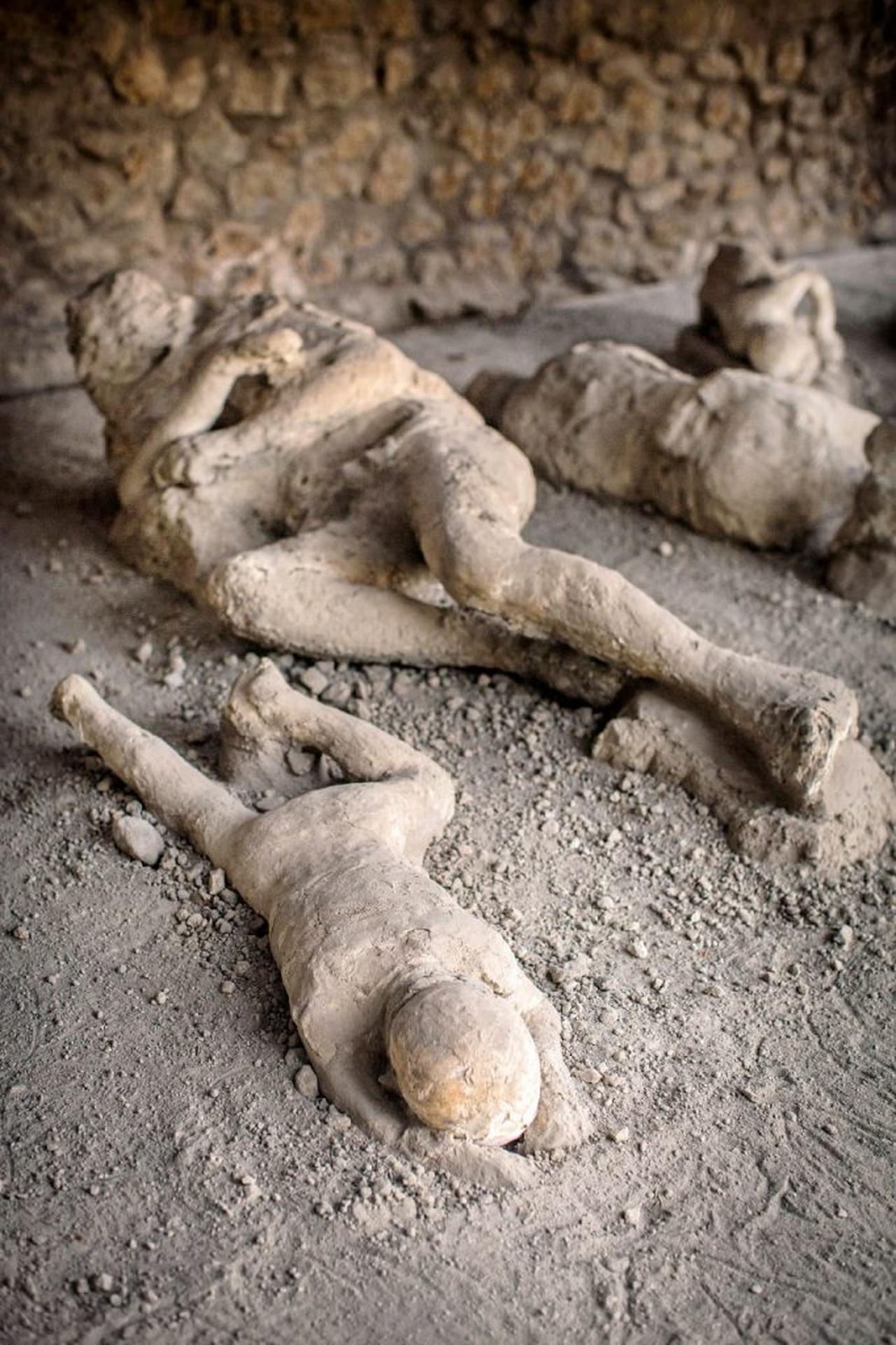 Casts of Pompeii victims lie where their bodies left cavities in hardened volcanic ash following the A.D. 79 eruption of Mount Vesuvius. (Photo via The Archaeological Park of Pompeii)