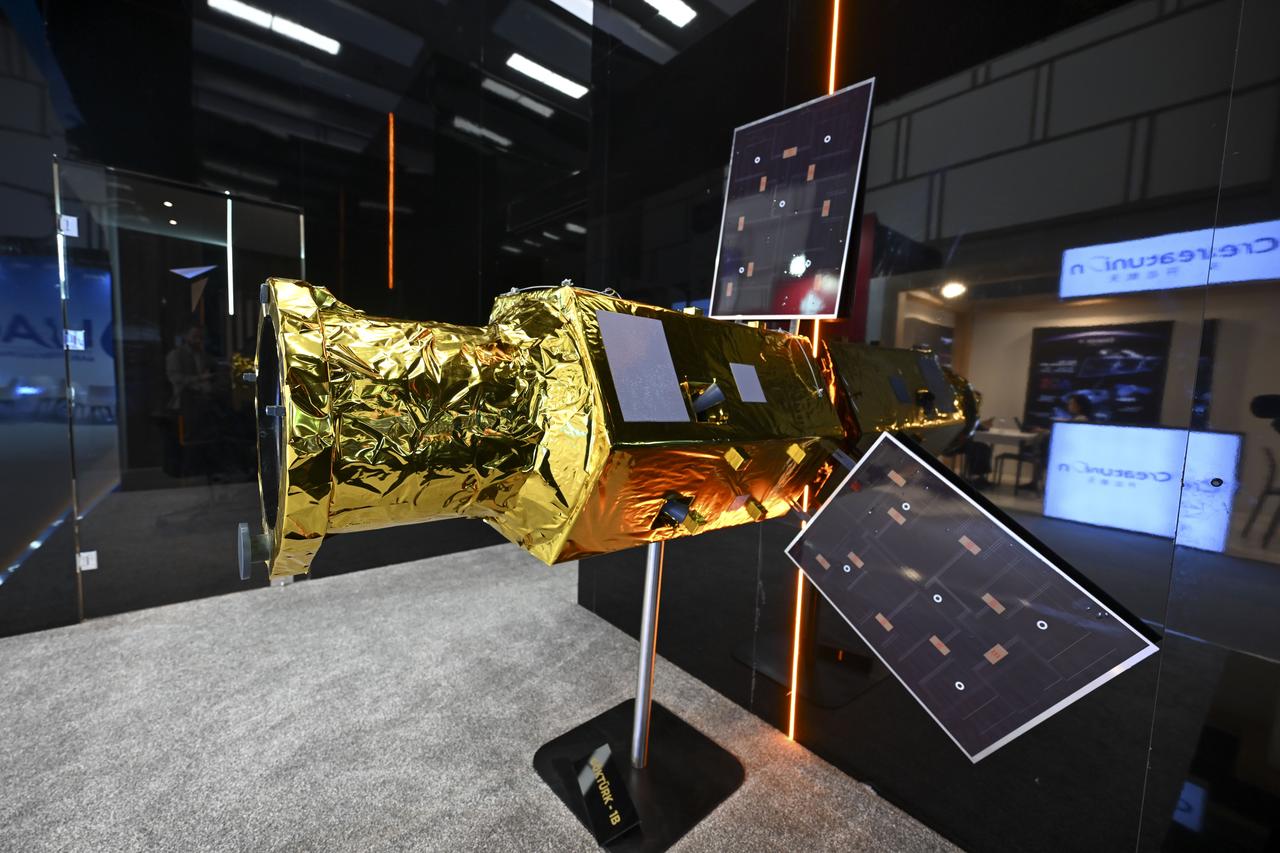 Participating countries showcase their latest aerospace technologies and innovations at exhibition booths during the 77th International Astronautical Congress (IAC) at the NEST Convention Center in Antalya, Türkiye on Oct. 7, 2026. (AA Photo)