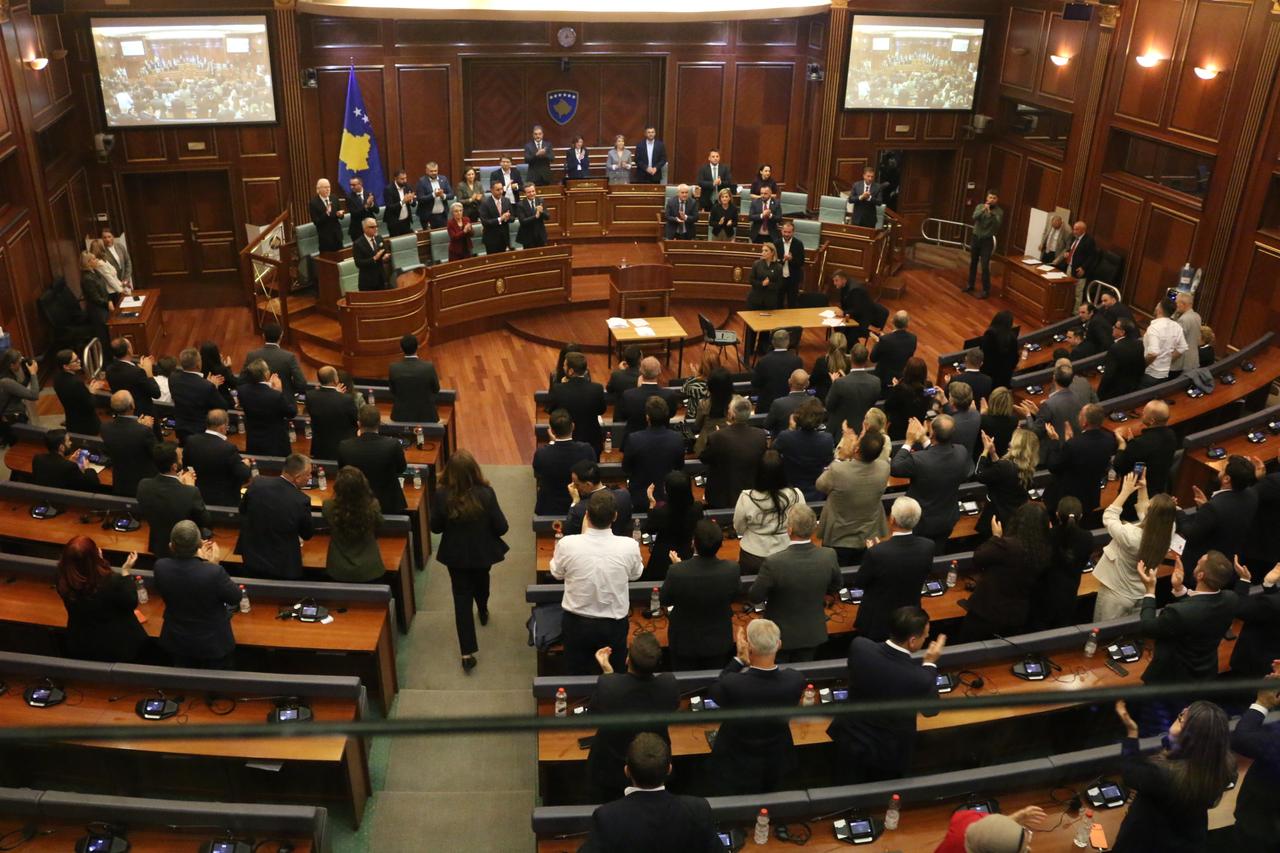 73-year-old Justina Shiroka Pula, President of the Academy of Sciences and Arts of Kosovo (ASHAK), is elected as the country's new president following a voting session in the Assembly of Kosovo, on October 6, 2026 in Pristina, Kosovo.  (AA Photo)