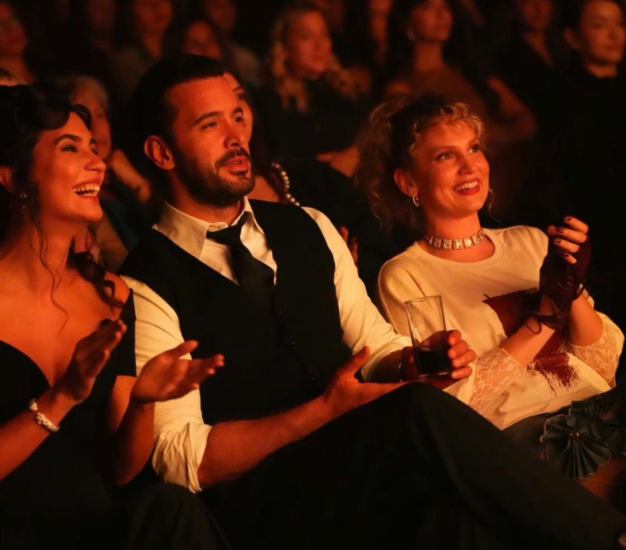 Tuba Buyukustun. Baris Arduc, Farah Zeynep Abdullah at the gala for the film "Soy" in Istanbul. (Photo via X/@lus2207)