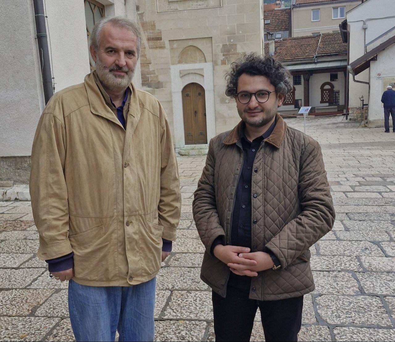 Bosnian archaeologist Adnan Muftarevic, left, poses with Türkiye Daily's Murat Oztekin in Sarajevo, Bosnia and Herzegovina. (Photo via Türkiye Daily)