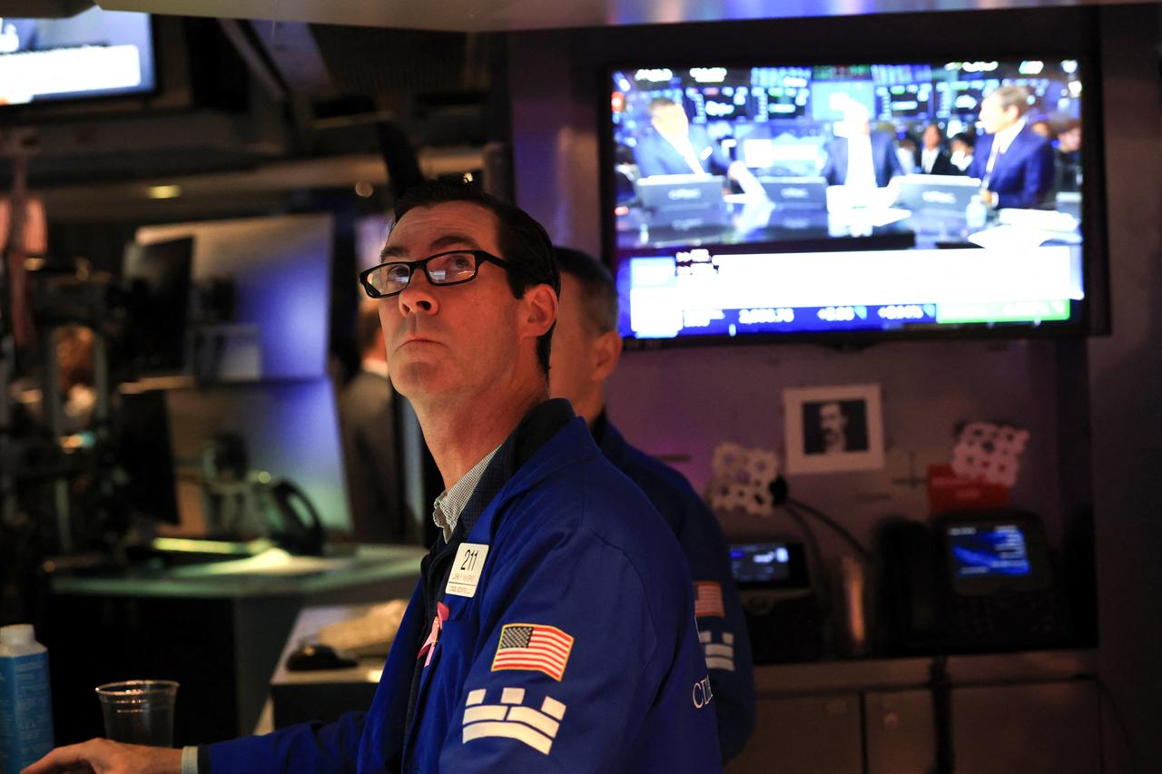 A trader works on the floor of the New York Stock Exchange (NYSE) at the opening bell, in New York City, October 5, 2026. (AFP Photo)