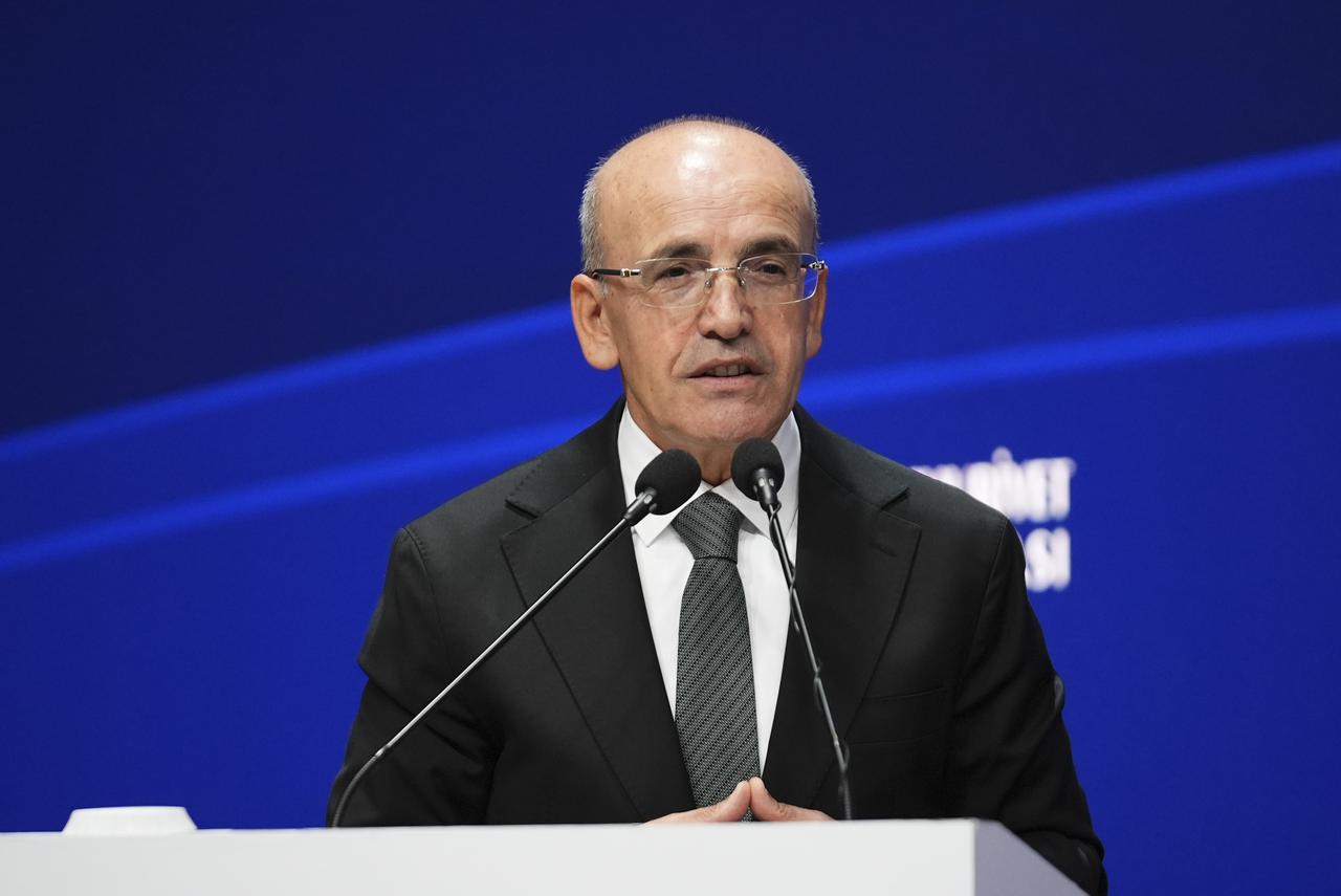 Türkiye's Treasury and Finance Minister Mehmet Simsek speaks at the opening of the Istanbul Economic Forum in Istanbul, Türkiye, Sept. 8, 2026. (AA Photo)