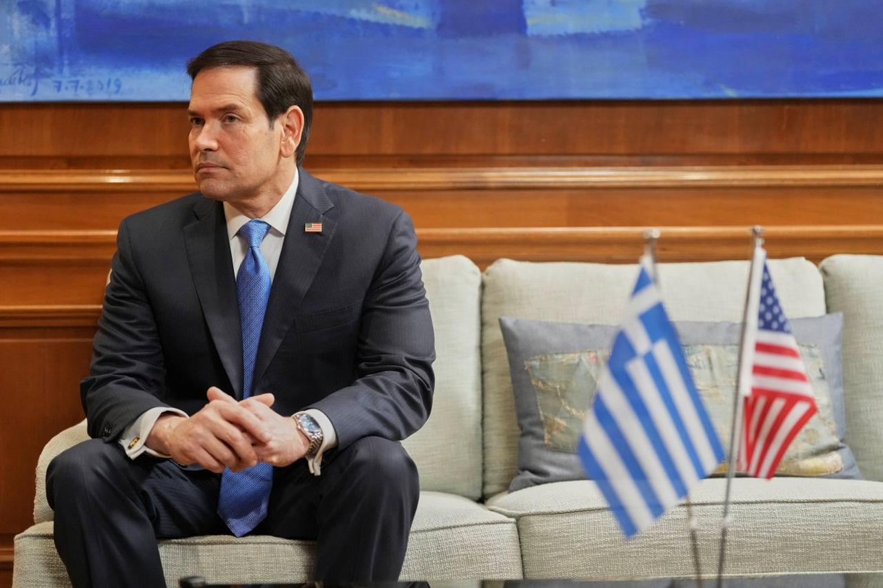 U.S. Secretary of State Marco Rubio speaks with Greek Prime Minister (not pictured) in Athens on October 7, 2026. (AFP Photo)