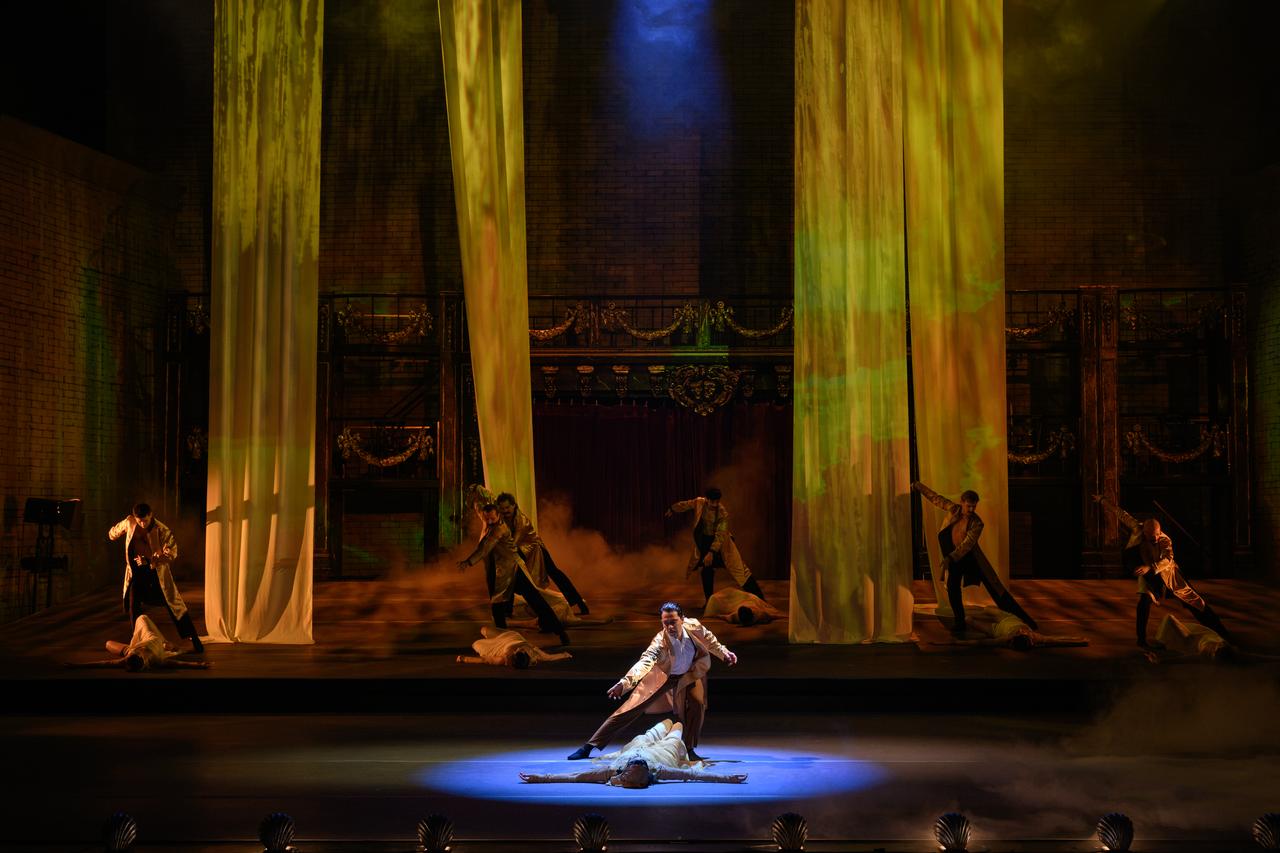 Performers take part in a dramatic scene from the new production of the “Afife” ballet in Türkiye, Oct. 9, 2026. (AA Photo)