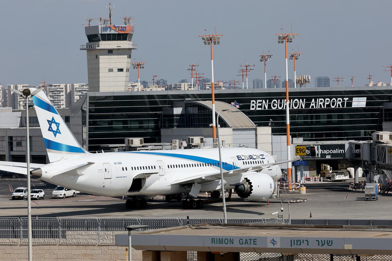 An Israeli airline El Al aircraft is parked on the tarmac at Ben-Gurion Airport near the city of Lod on October 2, 2026. (AFP Photo)