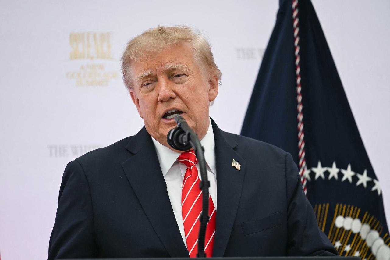US President Donald Trump speaks at the "Golden Age of American Innovation Summit" at the Institute of Peace in Washington, DC, on October 8, 2026. (AFP Photo)