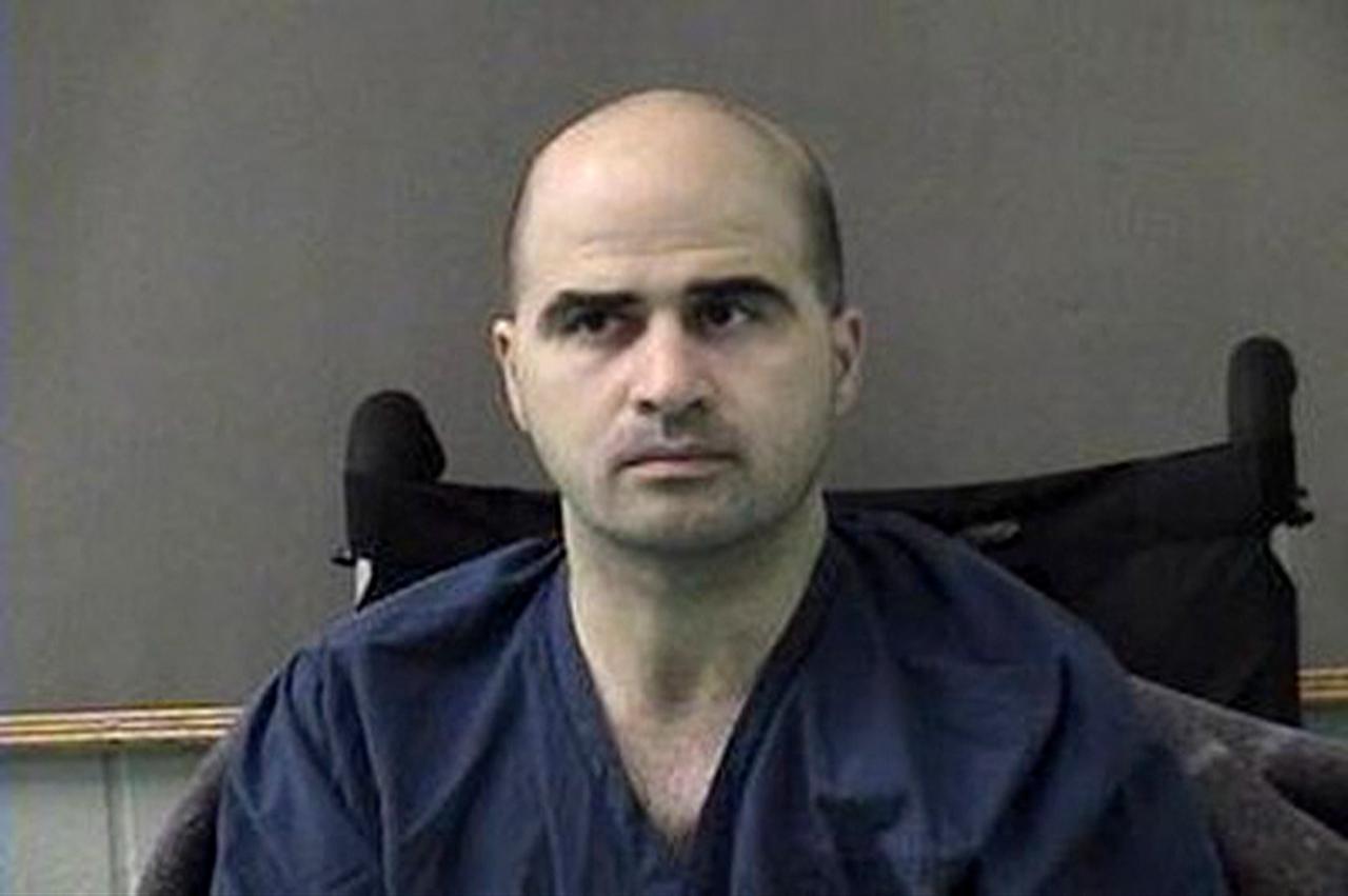 This April 9, 2010 file photo released by the Bell County Sheriffs Department, shows US Major Nidal Hasan after being moved from Brooke Army Medical Center in San Antonio to Bell County Jail in Belton, Texas. (Photo by Handout / BELL COUNTY SHERIFFS DEPARTMENT / AFP)