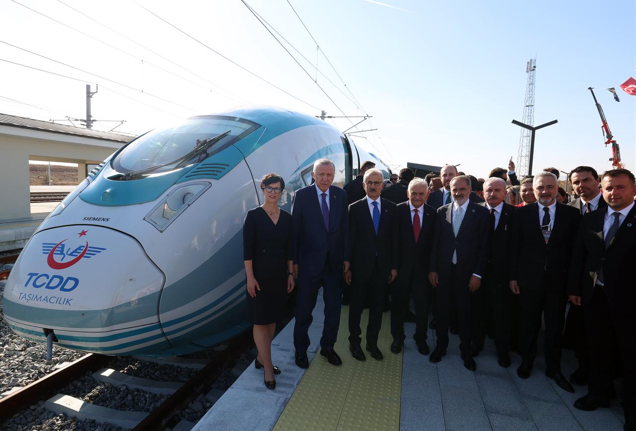 Turkish President Recep Tayyip Erdogan attends the Cerkezkoy-Kapikule High-Speed Railway Line Opening Ceremony in Kirklareli, Türkiye on October 9, 2026. (AA Photo)