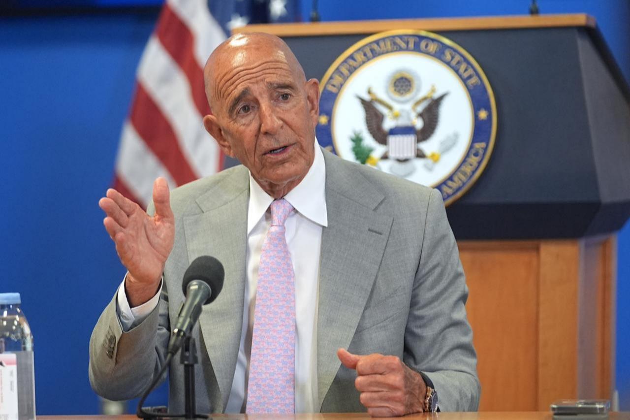 Thomas J. Barrack, U.S. Ambassador to Türkiye, speaks at the Foreign Press Center of the U.S. Department of State in New York City, United States, July 11, 2025. (AA Photo)