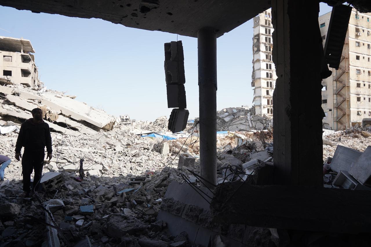 A view of the destruction after the Israeli army targeted a police station in the Sheikh Radwan neighborhood of Gaza City, Gaza on Jan. 31, 2026. (AA Photo)