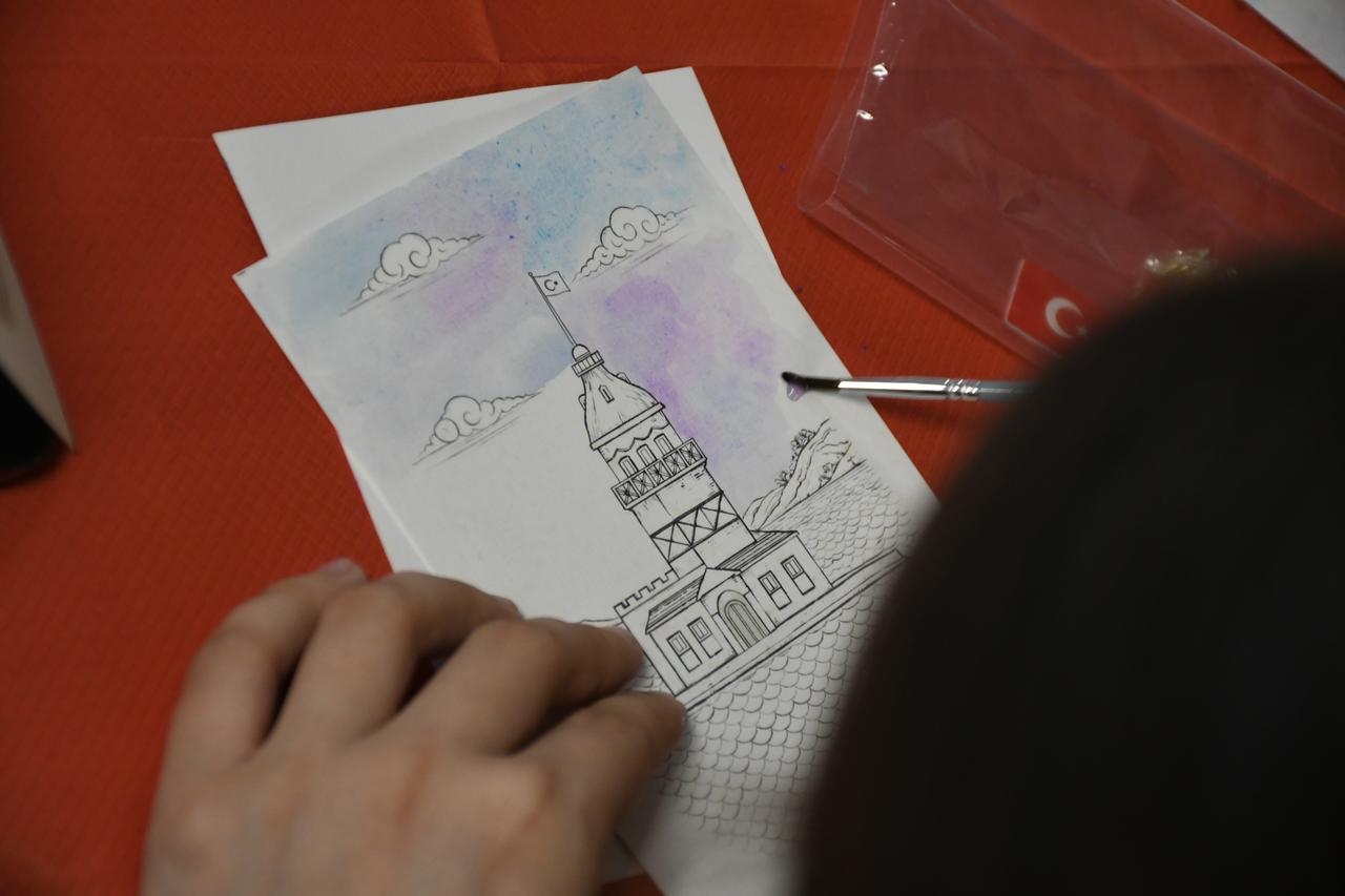 Students participate in an miniature art workshop organized by the Yunus Emre Institute in Tirana, Albania, Feb. 9, 2026. (AA Photo)