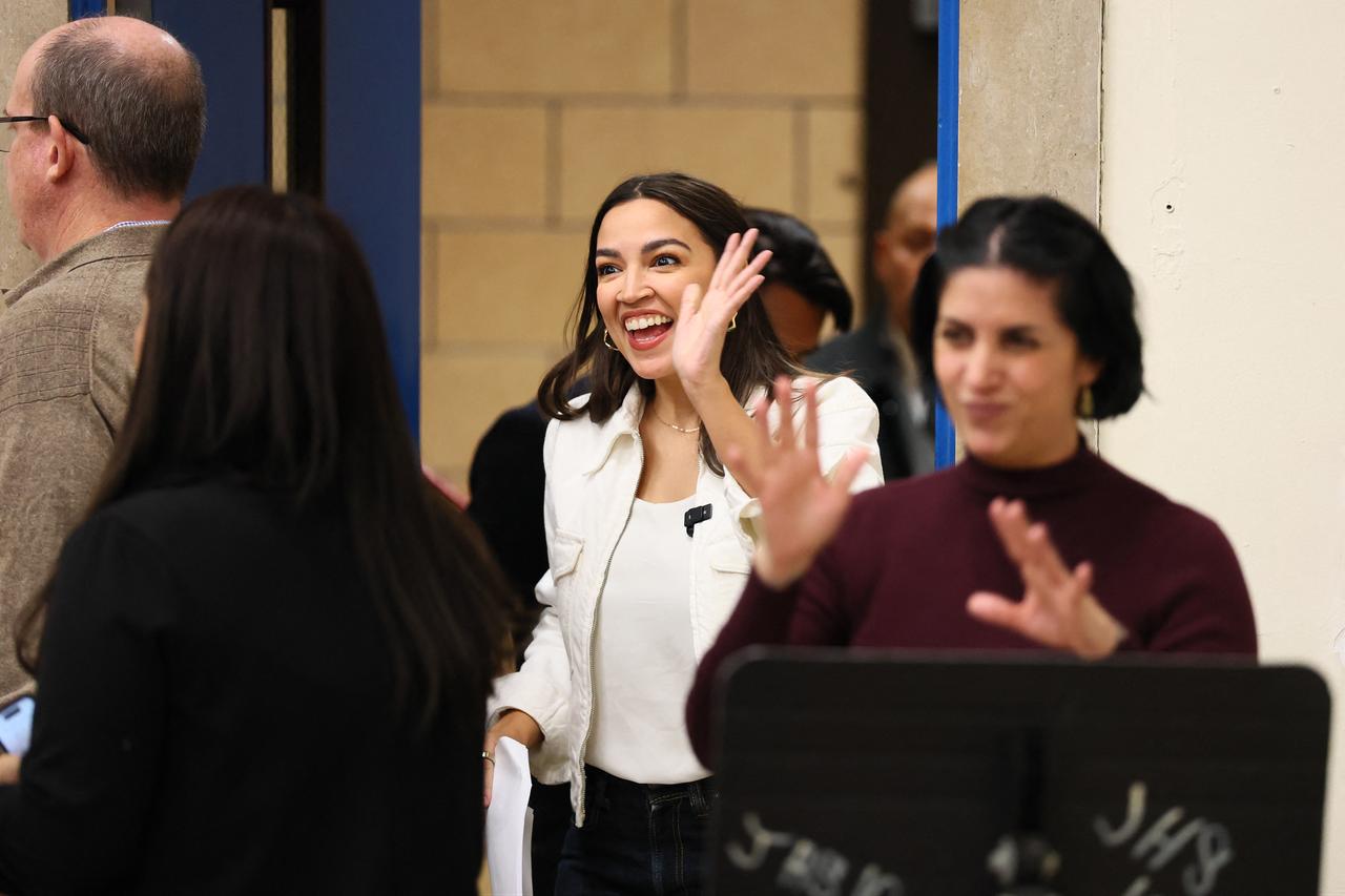Rep. Alexandria Ocasio-Cortez (D-NY) arrives for a town hall at I.S. 010 Horace Greeley on February 05, 2026 in the Astoria neighborhood of the Queens borough in New York City. (AFP Photo)