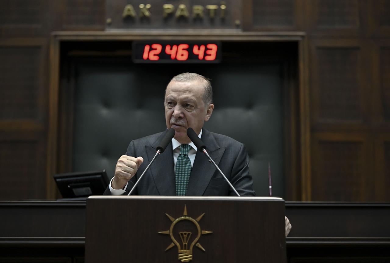 President and Leader of Justice and Development (AK) Party, Recep Tayyip Erdogan, makes a speech during AK Party Group Meeting in Ankara, Feb. 11, 2026. (AA Photo)
