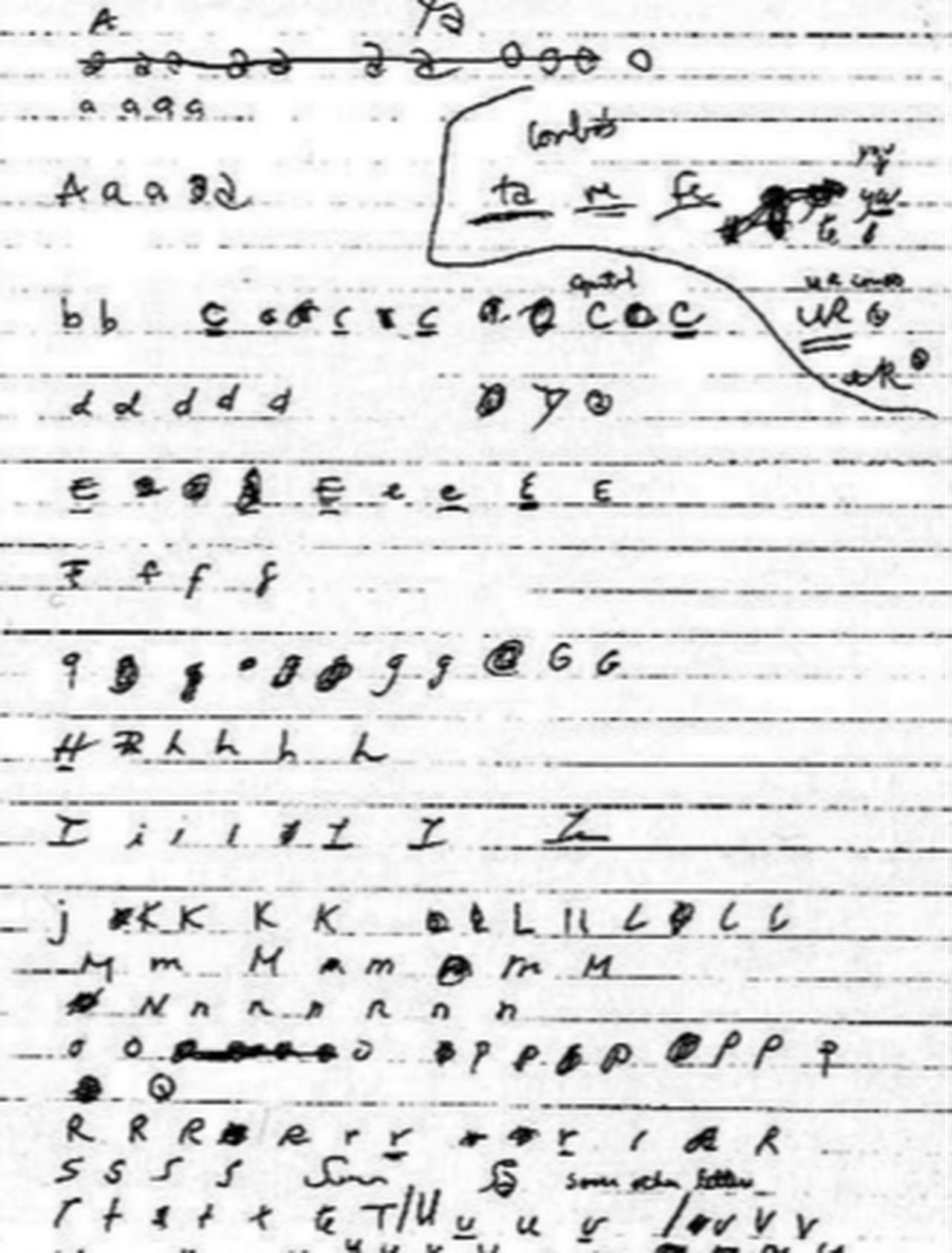 A document described by researchers as a practice sheet allegedly used to rehearse the handwriting of the final lines in Kurt Cobain’s suicide note. (Courtesy of whokilledkurt.org)