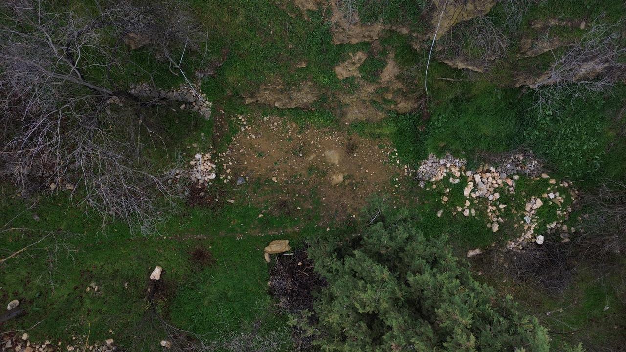 An aerial view of the area within the Sheikh Edebali Complex in Bilecik where the former site of Osman I’s house has been officially registered as a cultural heritage asset. (AA Photo)