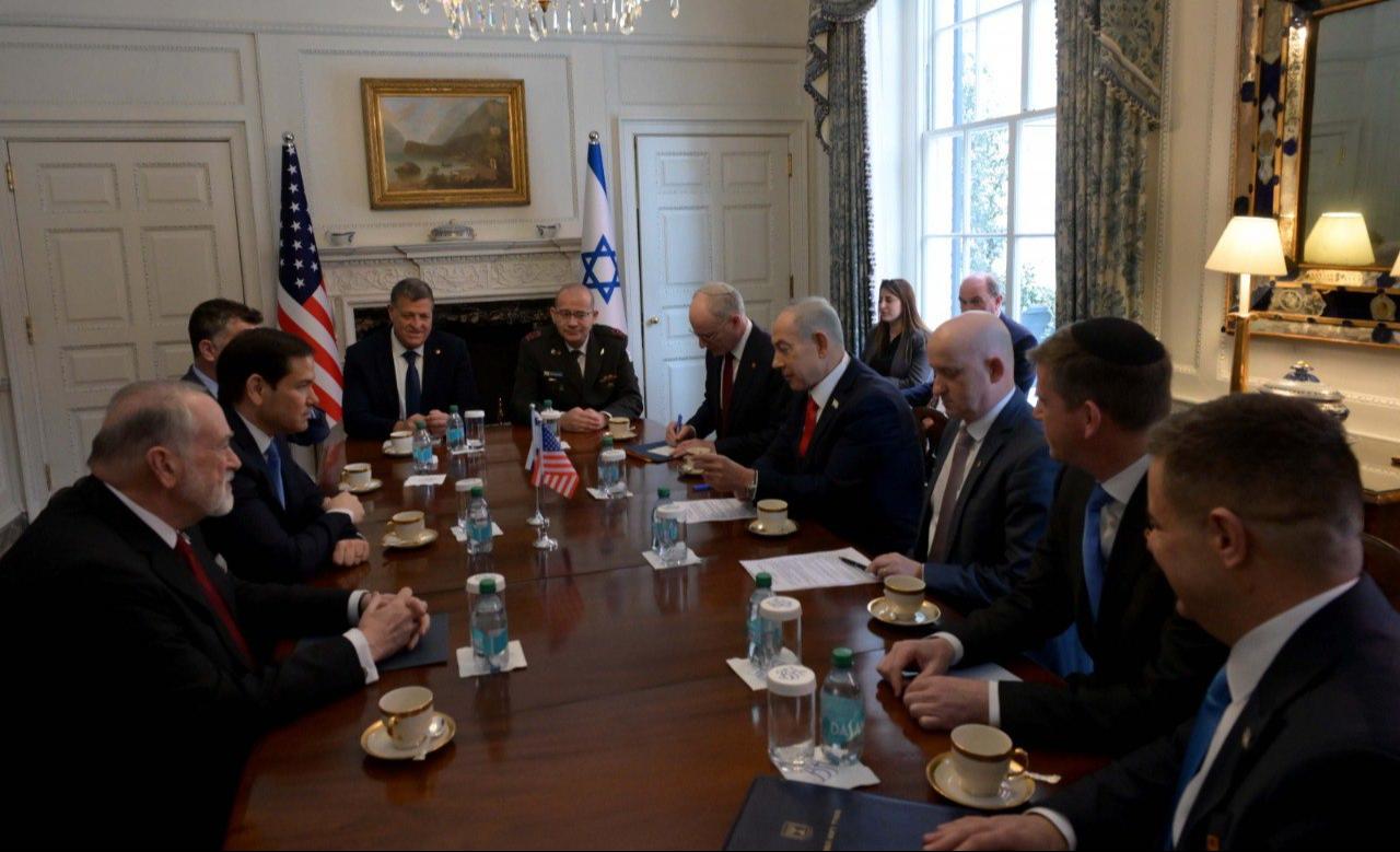 U.S. Secretary of State Marco Rubio (2nd L) met with Israeli Prime Minister Benjamin Netanyahu (4th R) in Washington, DC, US, on February 11, 2026. (AA Photo)