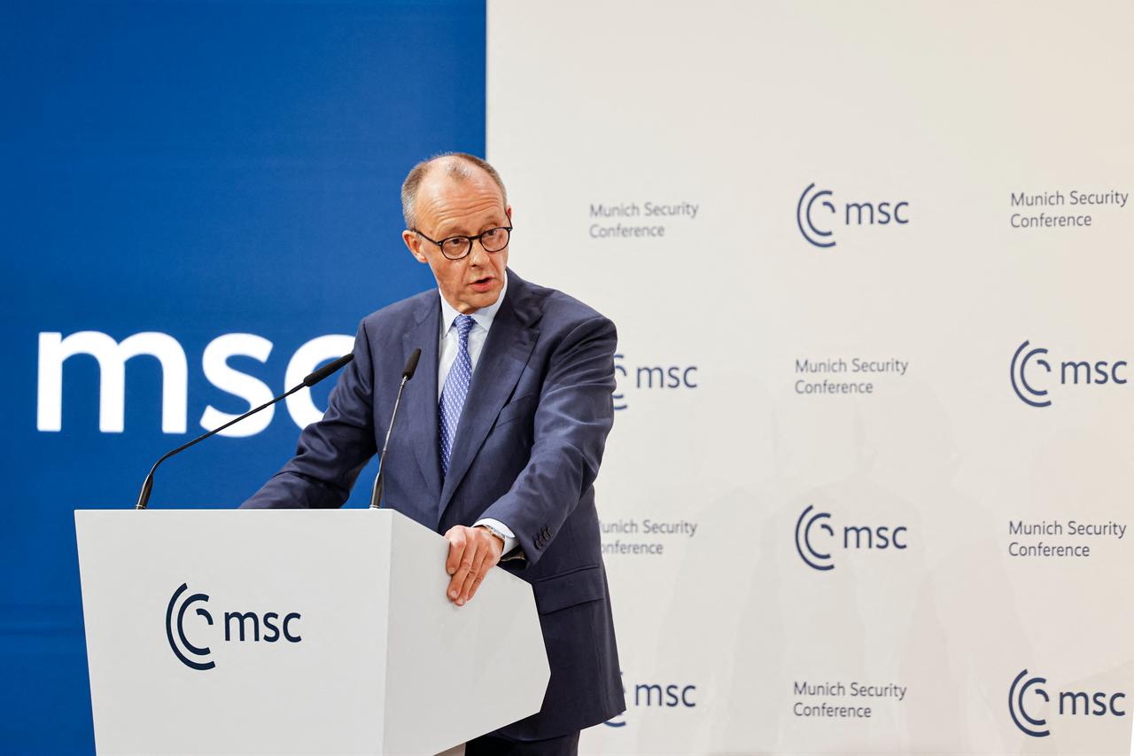 German Chancellor Friedrich Merz gives a speech to open the 62nd Munich Security Conference in Munich, southern Germany on February 13, 2026.(AFP Photo)