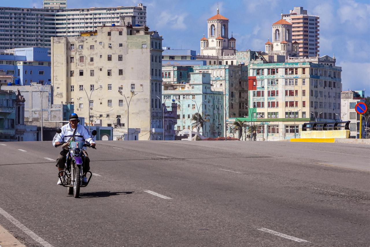 A man rides along an empty road in Havana, Cuba, February 8, 2026. (AFP Photo)