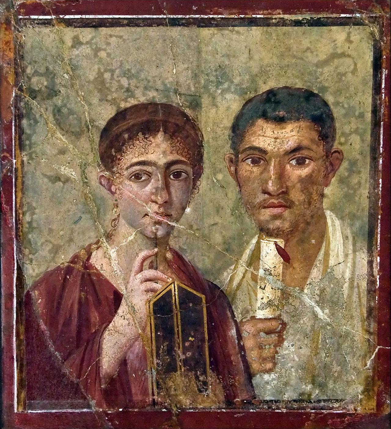 A fresco depicting a couple from Pompeii, Italy. (Image via Wikimedia)