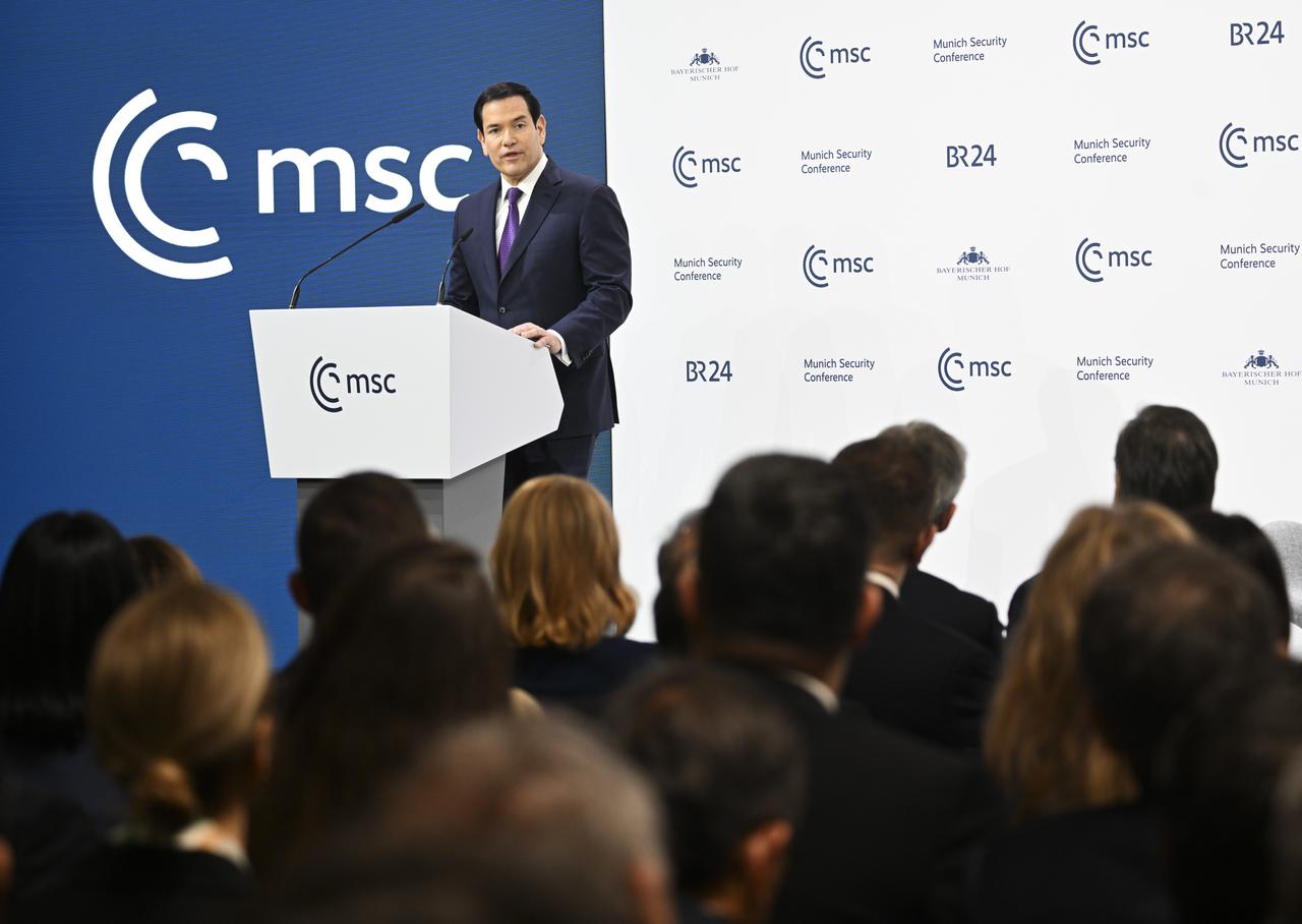 US Secretary of State Marco Rubio delivers a speech during the 62nd Munich Security Conference (MSC 2026) in Munich, Germany, February 14, 2026. (AA Photo)