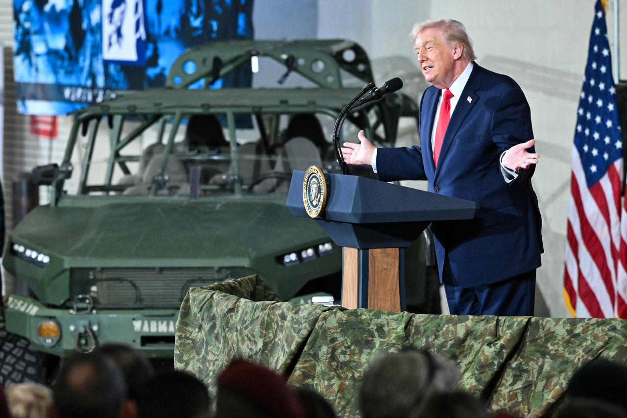 US President Donald Trump speaks to members of the military and their families at Fort Bragg, North Carolina on February 13, 2026. (AFP Photo)
