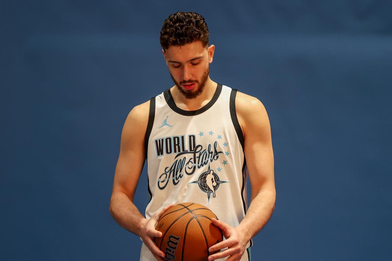 Alperen Sengun of World Team of 2026 NBA All Star Game poses during the Media Day event at Intuit Dome, Inglewood, Los Angeles, United States, February 14, 2026. (AA Photo)