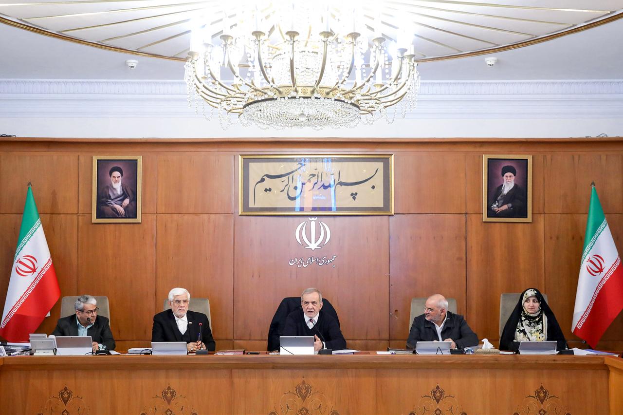 Iranian President Masoud Pezeshkian makes remarks on the current agenda during a Cabinet meeting in Tehran, Iran on February 8, 2026. (AA Photo)