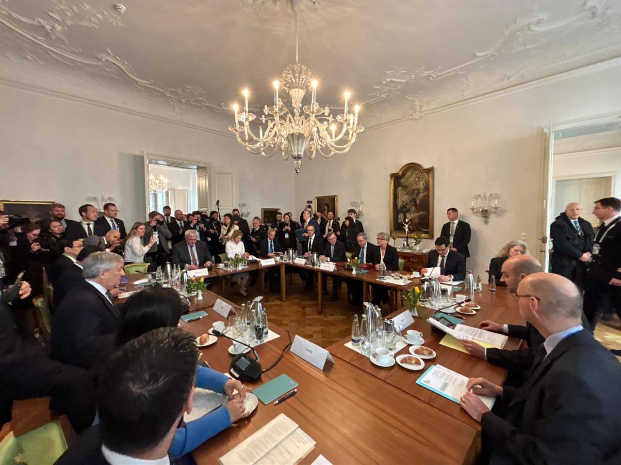 Ukraine's Foreign Minister Andriy Sybiga (C-L) meeting with other participants in the G7 ministerial meeting on the sideline of the 62nd Munich Security Conference in Munich, Germany on February 14, 2026. (Ukrainian Foreign Ministry Press Service/AFP Photo)