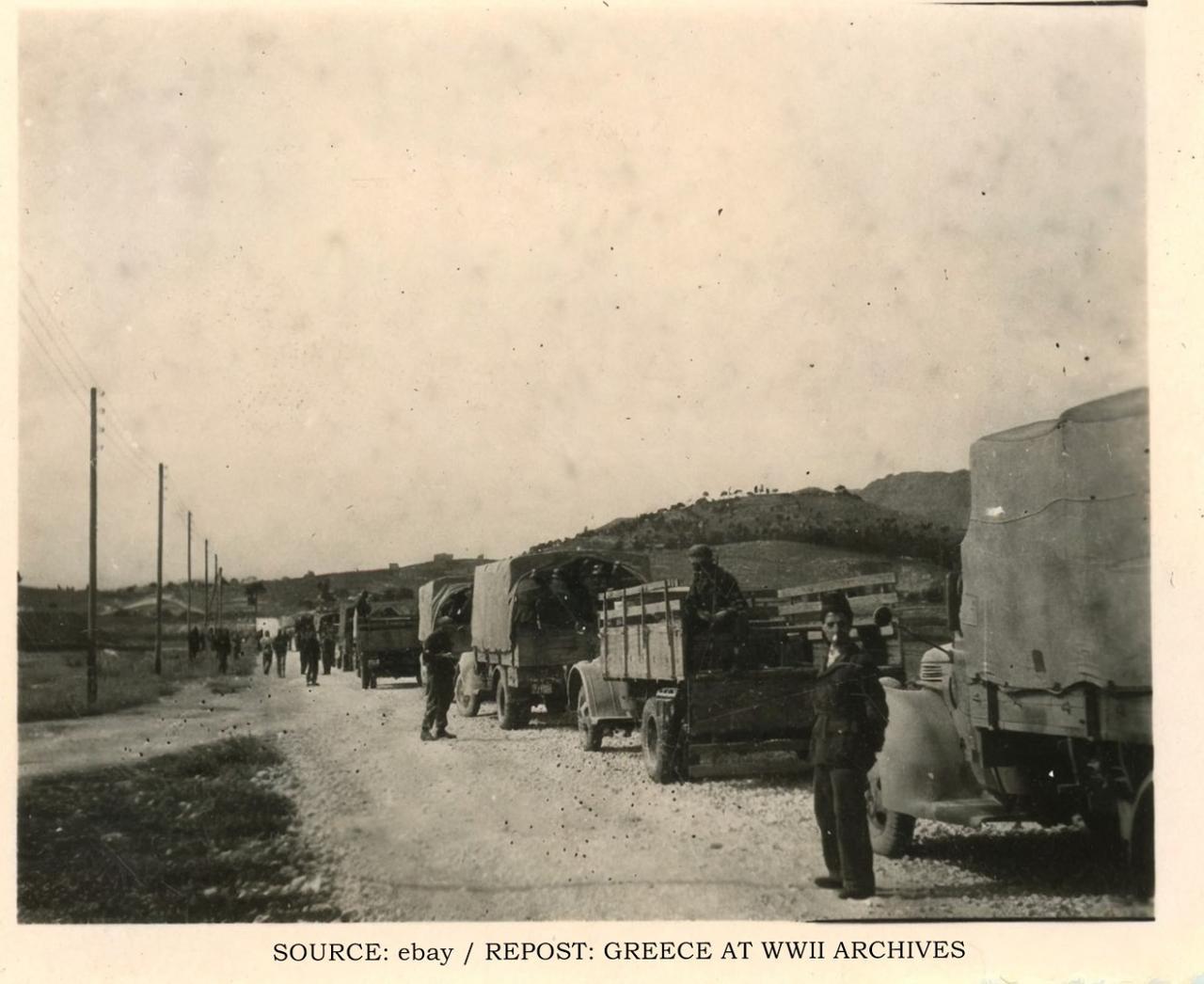 German military trucks and soldiers near Haidari, Athens, Greece, May 1, 1944. (Photo via Instagram / @greece_at_ww2_archives)