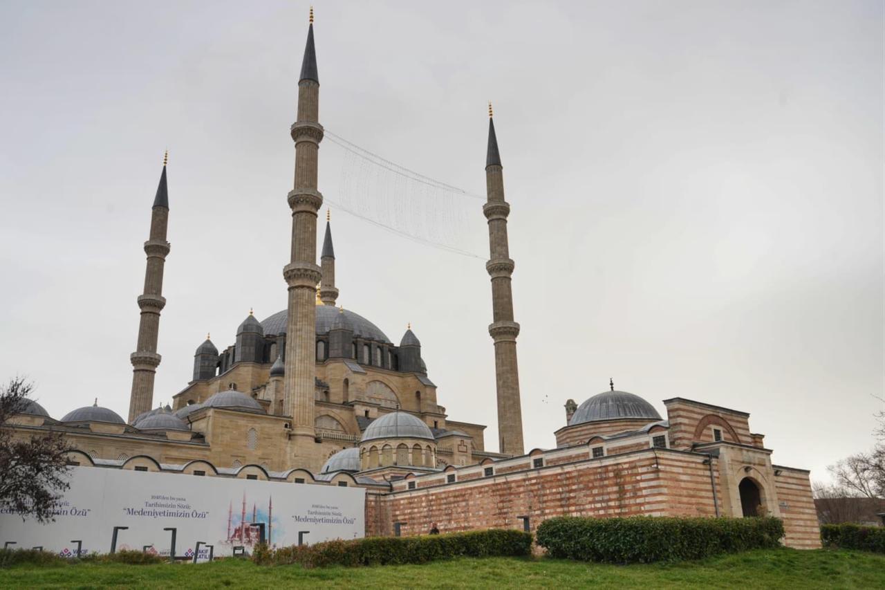 An exterior view of Selimiye Mosque, a UNESCO World Heritage Site and the masterpiece of Ottoman architect Mimar Sinan, prepared to reopen fully for worship during Ramadan. (Photo via the Ministry of Culture and Tourism)