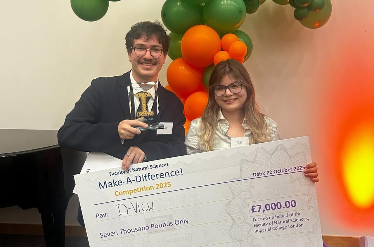 Arda Kancal and Idil Igde win Imperial College London’s Make-A-Difference Competition for their earthquake rescue project D-View, United Kingdom, October 23, 2025. (Photo via Instagram / @imperialcollegescience)