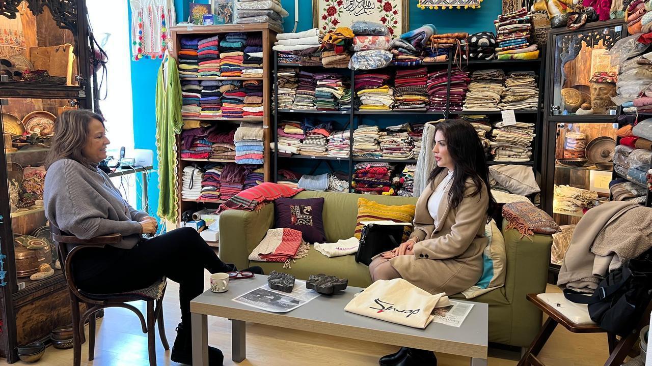 Meeting with Nagehan Baysal Utkan at Dervis Store, documented during my visit to Beyoglu in February 13, 2026. (Photo: Türkiye Today)