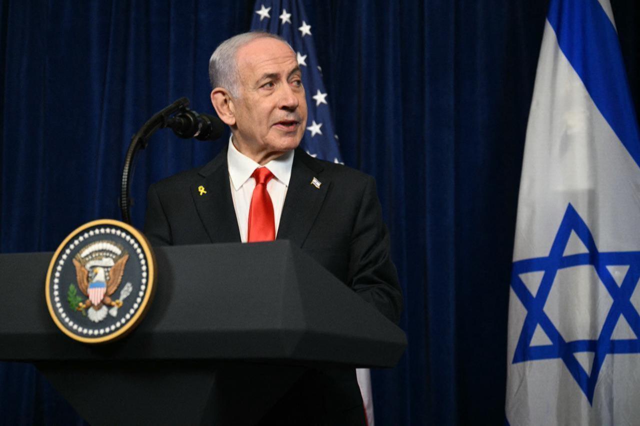Israeli Prime Minister Benjamin Netanyahu speaks during a joint press conference with US President Donald Trump (off frame) at Trump’s Mar-a-Lago residence in Palm Beach, Florida, on Dec. 29, 2025. (AFP Photo)