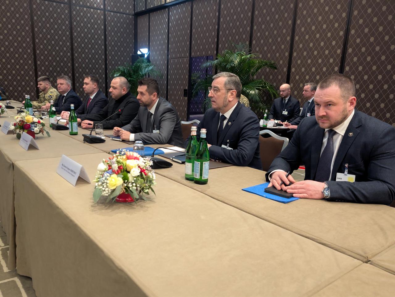 Russian delegation waiting for the start of a meeting on the first day of the third round of trilateral talks between delegates from Russia, Ukraine, and the US in Geneva, Switzerland on February 17, 2026. (NSDC press office/AFP Photo)